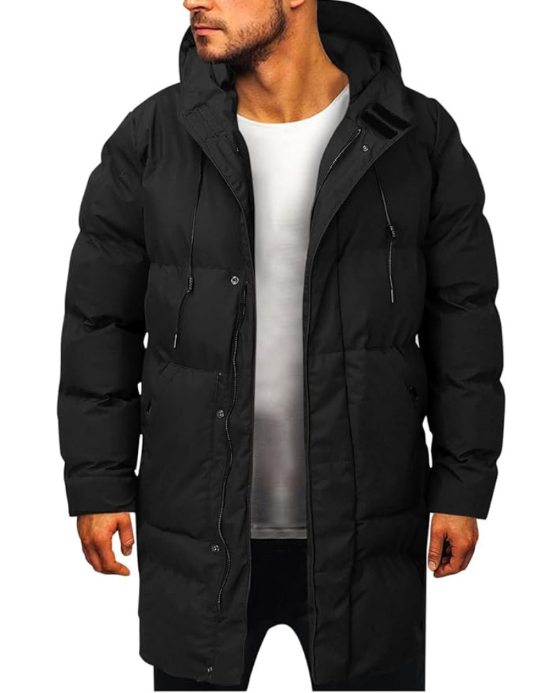 Męska Kurtka Zimowa Długa Z Kapturem