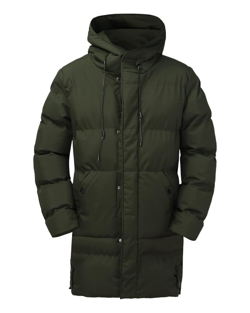 Męska Kurtka Zimowa Długa Z Kapturem