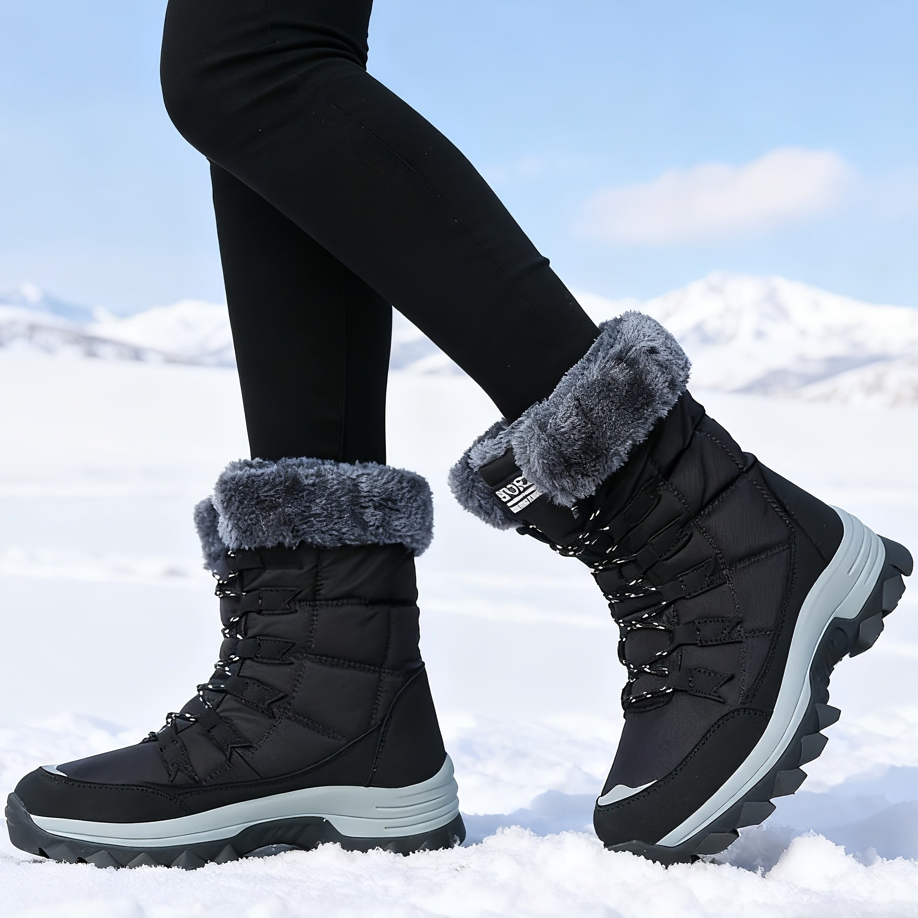 艢niegowce Damskie Wysokie Sznurowane Ocieplane | Buty Zimowe Antypo艣lizgowe