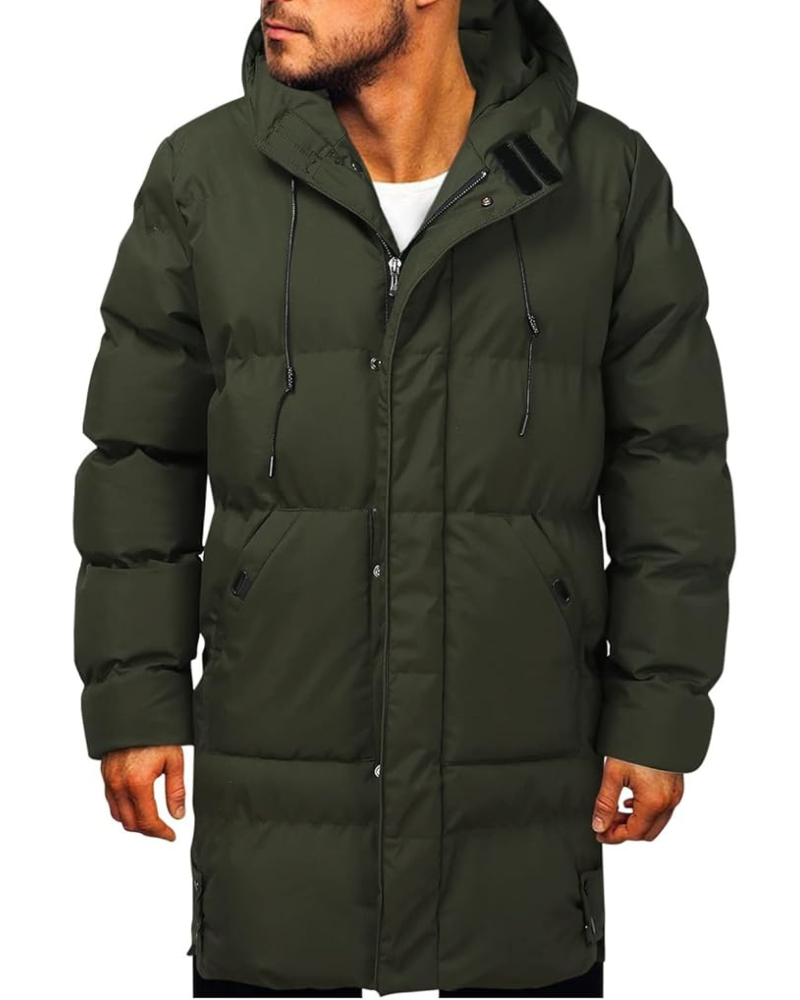 Męska Kurtka Zimowa Długa Z Kapturem