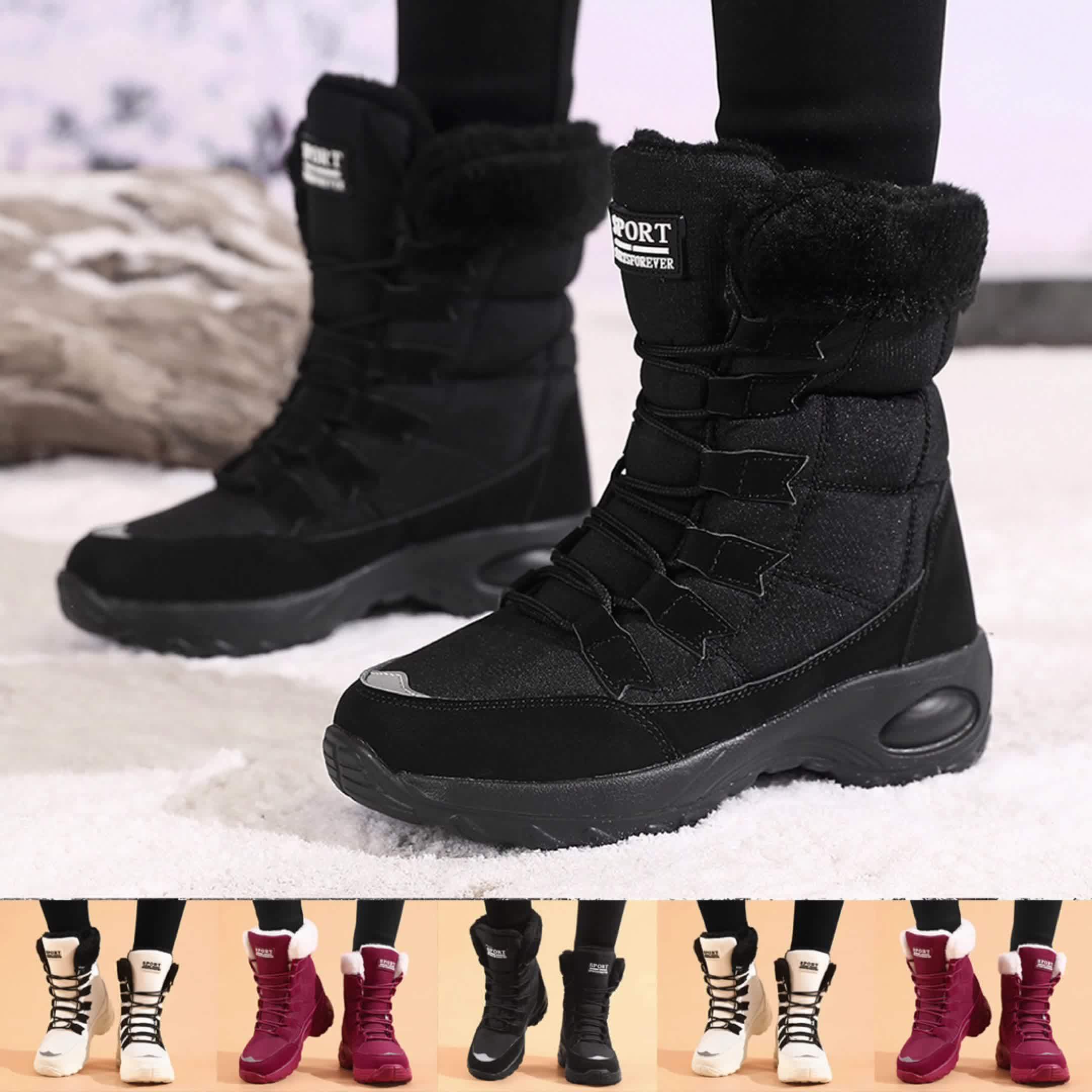 Śniegowce Damskie Sznurowane Ocieplane Do Łydki | Buty Zimowe Antypoślizgowe