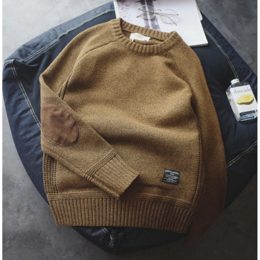 Sweter Damski Dzianinowy z 艁atami na 艁okciach | Ciep艂y Na Co Dzie艅 i Do Pracy