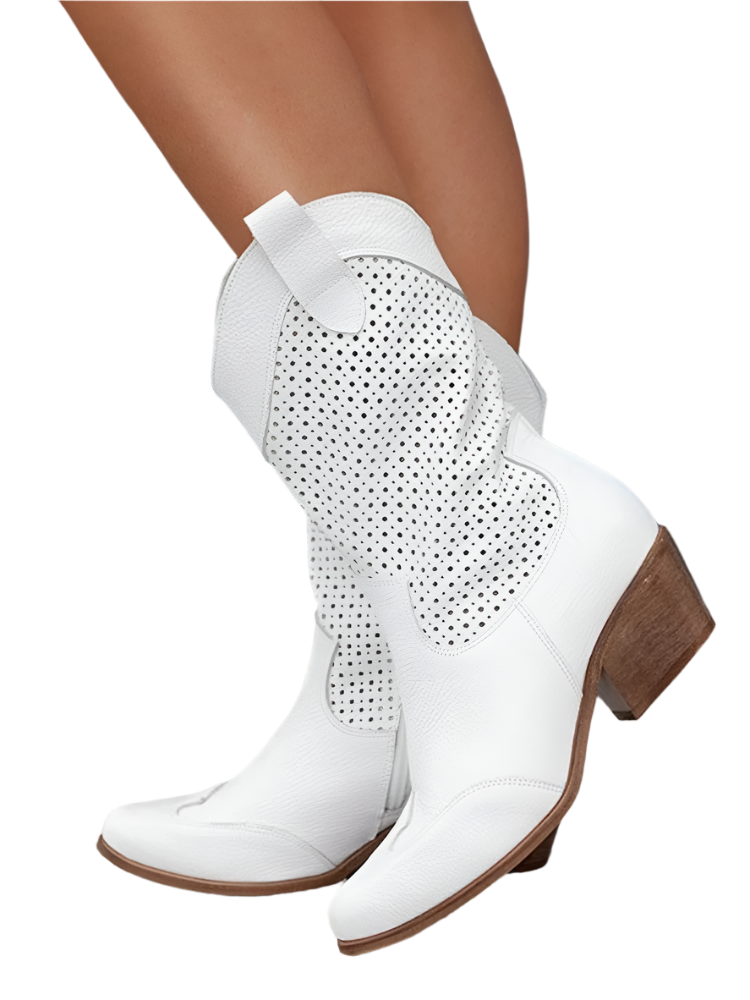 Buty Zimowe Damskie Botki Kowbojskie Do P贸艂艂ydki Na Obcasie