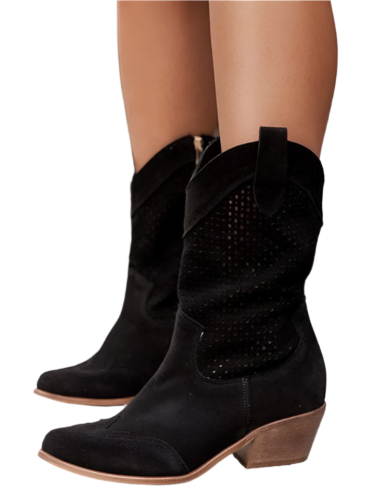 Buty Zimowe Damskie Botki Kowbojskie Do P贸艂艂ydki Na Obcasie