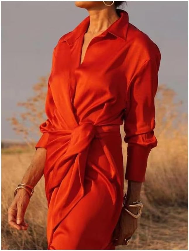 Damska Elegancka Sukienka Maxi Kopertowa