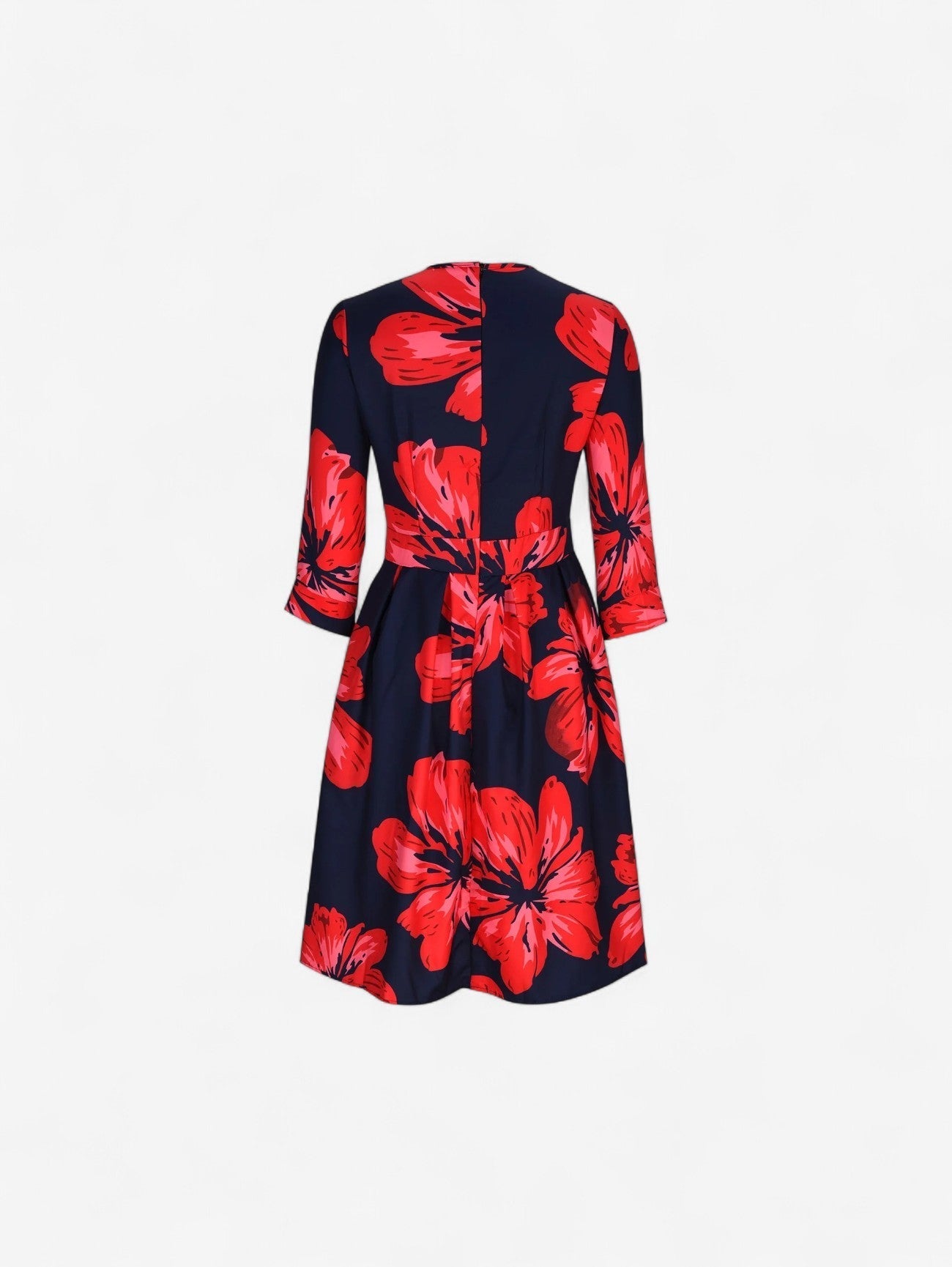 Damska Sukienka Midi Wizytowa W Kwiaty Rozkloszowana