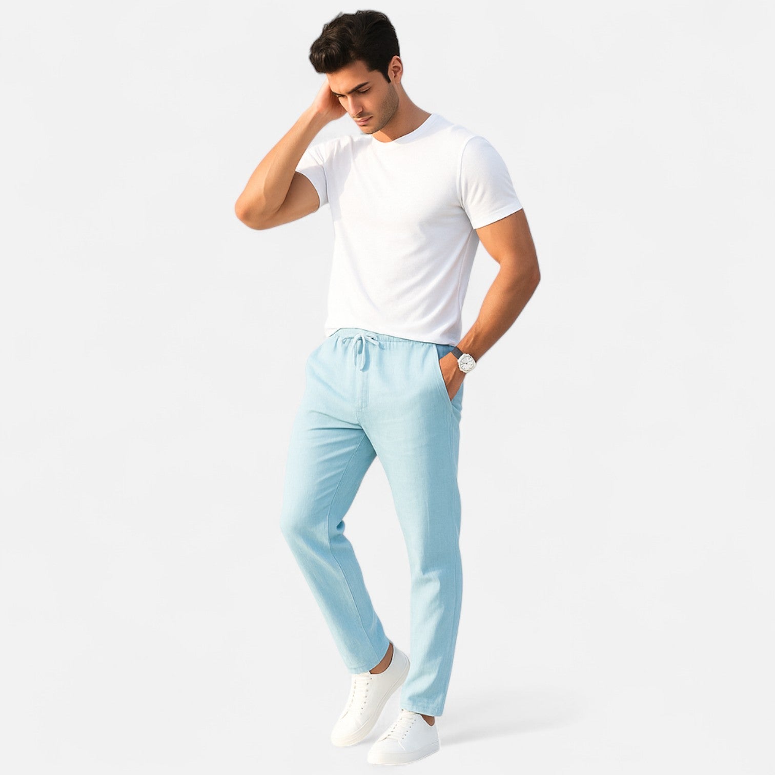 Spodnie Męskie Casual Fit Z Pasem