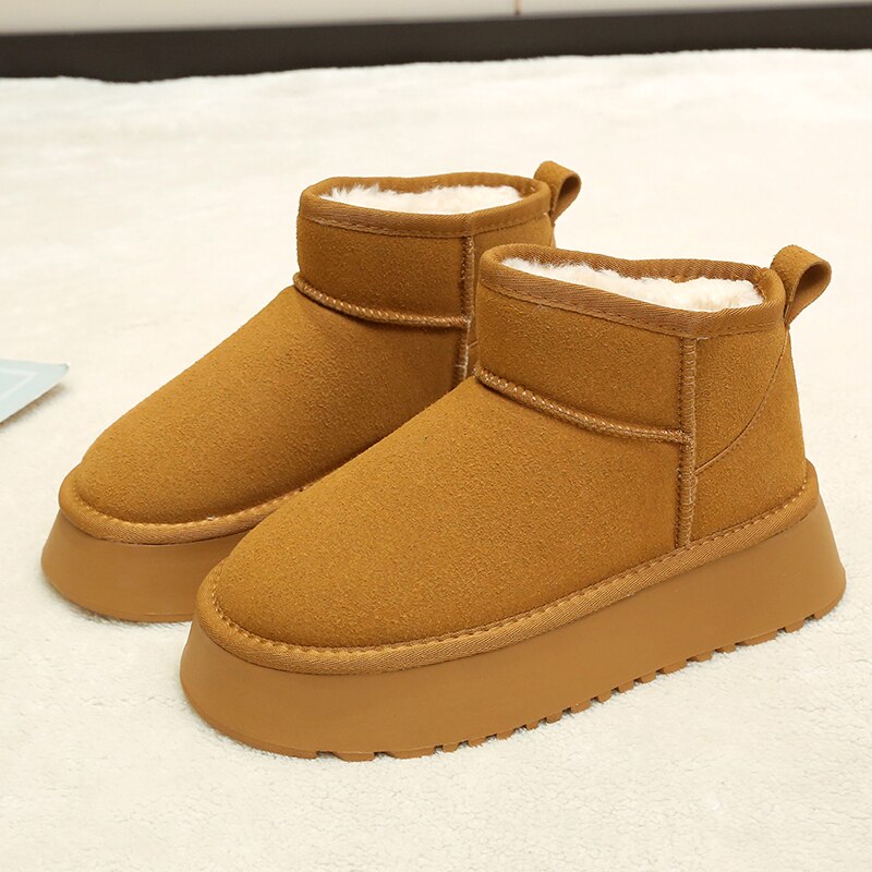 Buty Zimowe Damskie Ocieplane Botki Na Platformie Z Grub膮 Podeszw膮 | Antypo艣lizgowe Ciep艂e