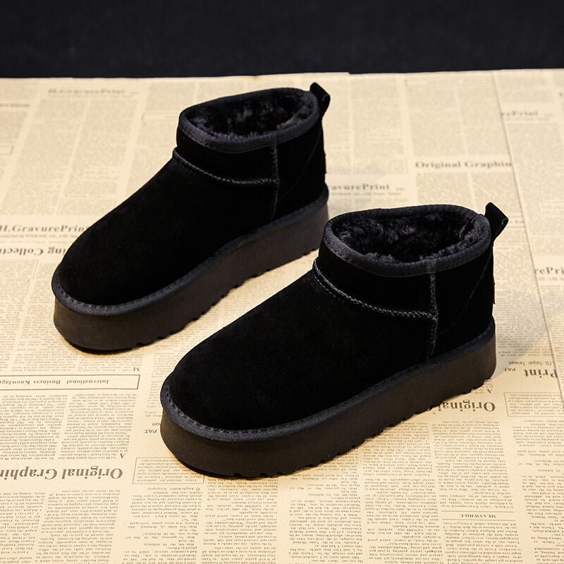 Buty Zimowe Damskie Ocieplane Botki Na Platformie Z Grubą Podeszwą | Antypoślizgowe Ciepłe