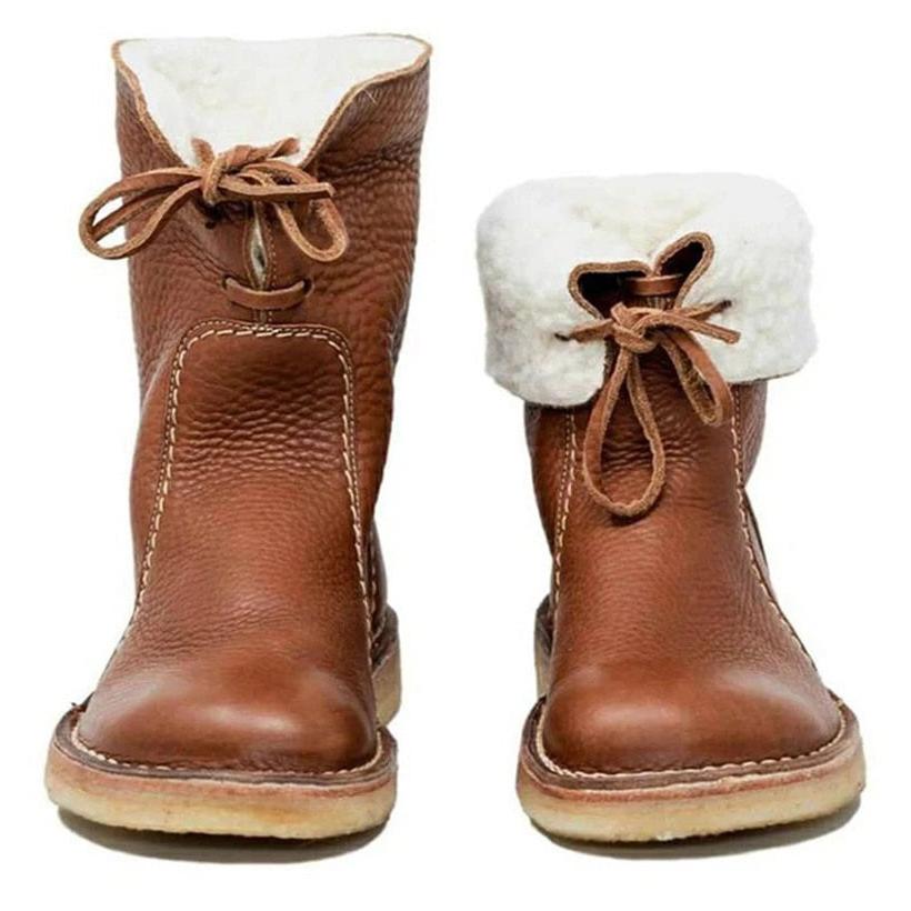 Buty Zimowe Damskie Ocieplane Kozaki Z Wywijan膮 Cholewk膮 | Wodoodporne Antypo艣lizgowe Na Zim臋