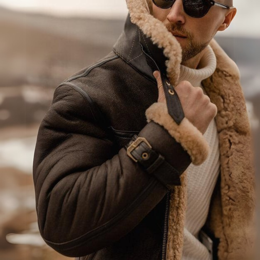 Męska Kurtka Zimowa | Pilotka Ciepła z Wysokim Kołnierzem