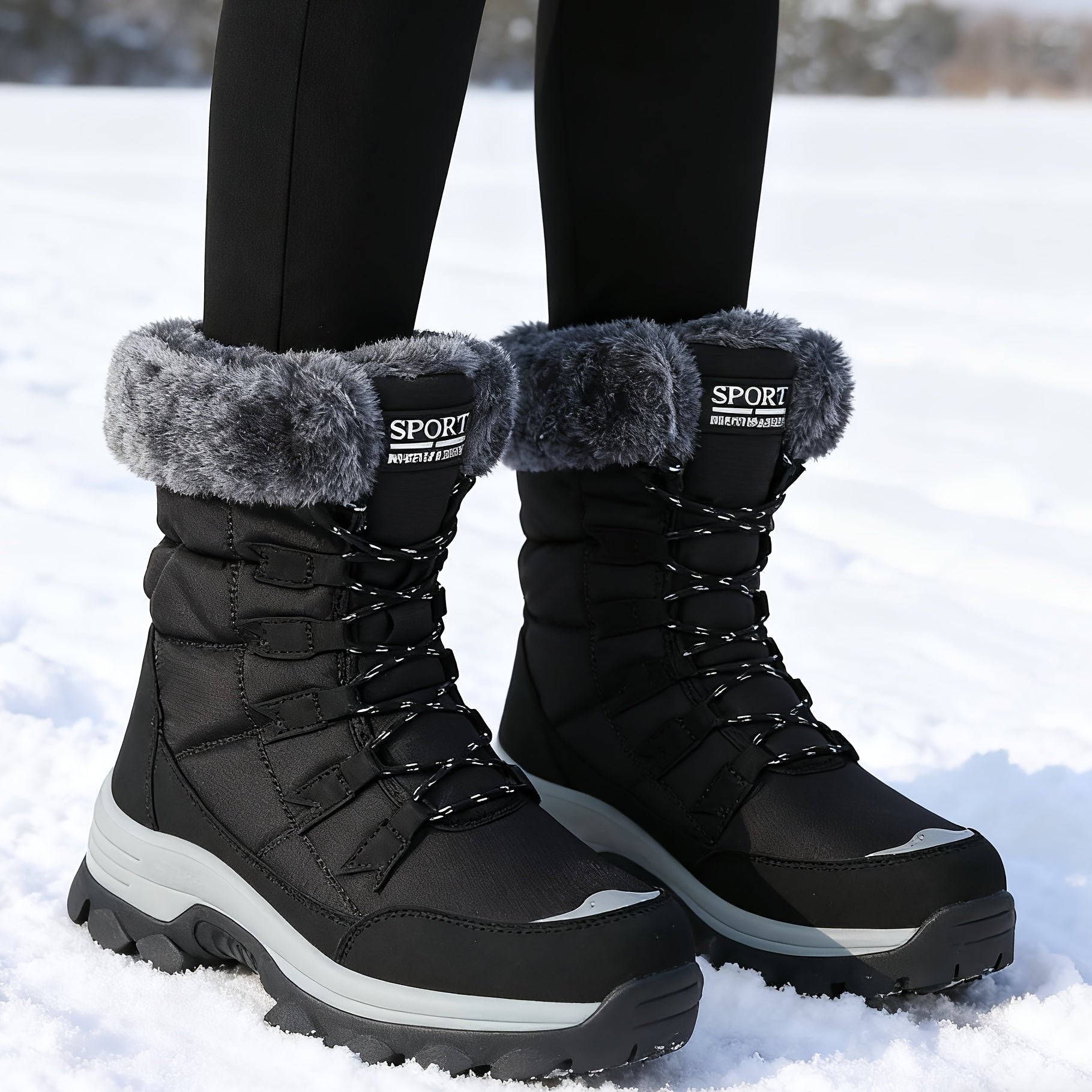 Śniegowce Damskie Wysokie Sznurowane Ocieplane | Buty Zimowe Antypoślizgowe