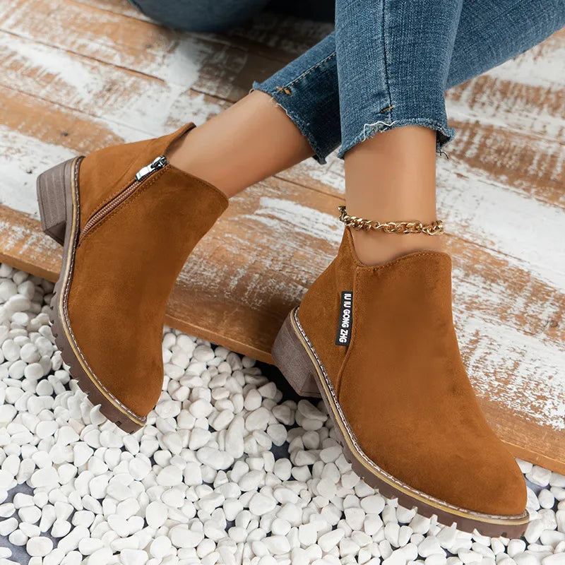 Damskie Buty Zimowe | Botki na Grubej Podeszwie Kozaki Antypoślizgowe