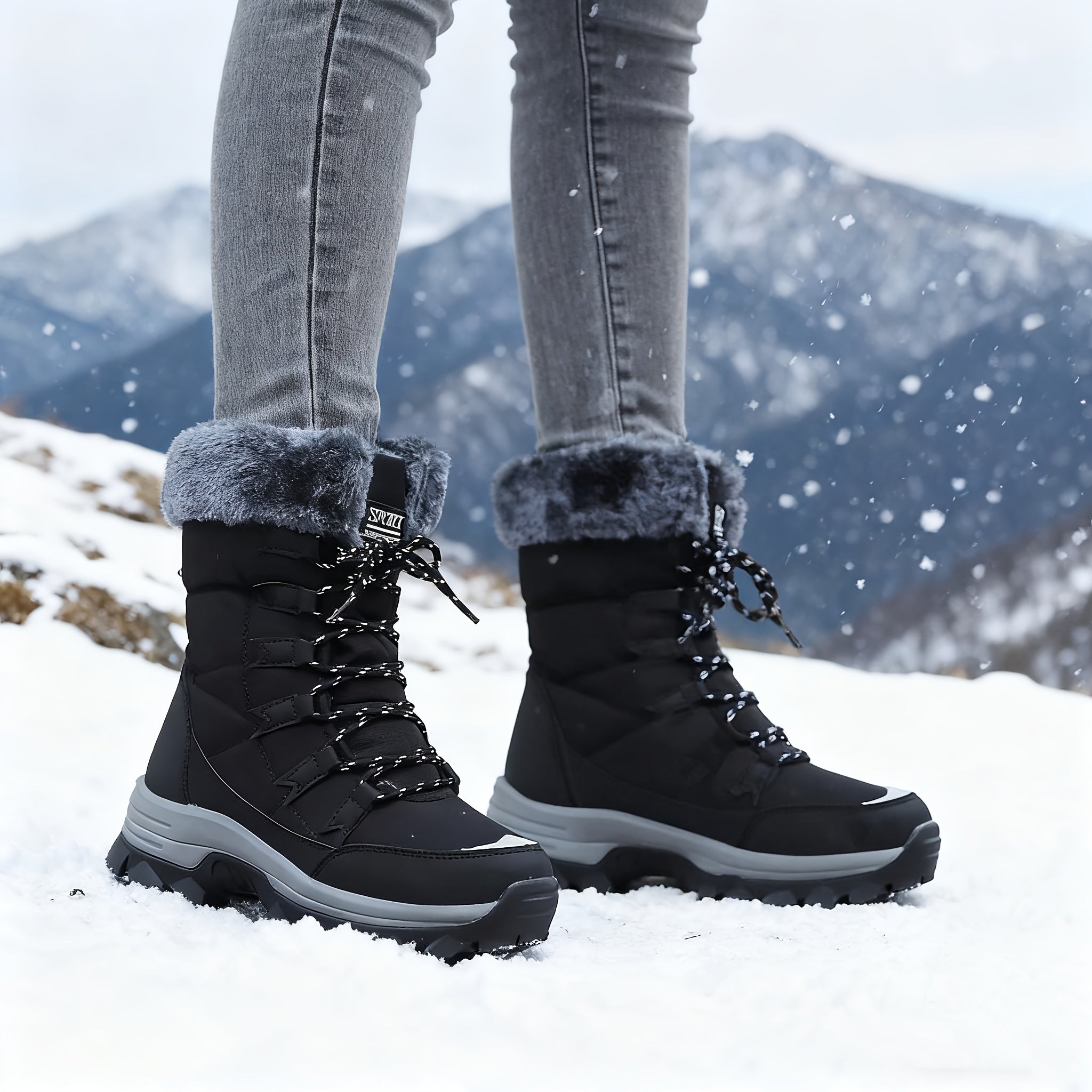Śniegowce Damskie Wysokie Sznurowane Ocieplane | Buty Zimowe Antypoślizgowe