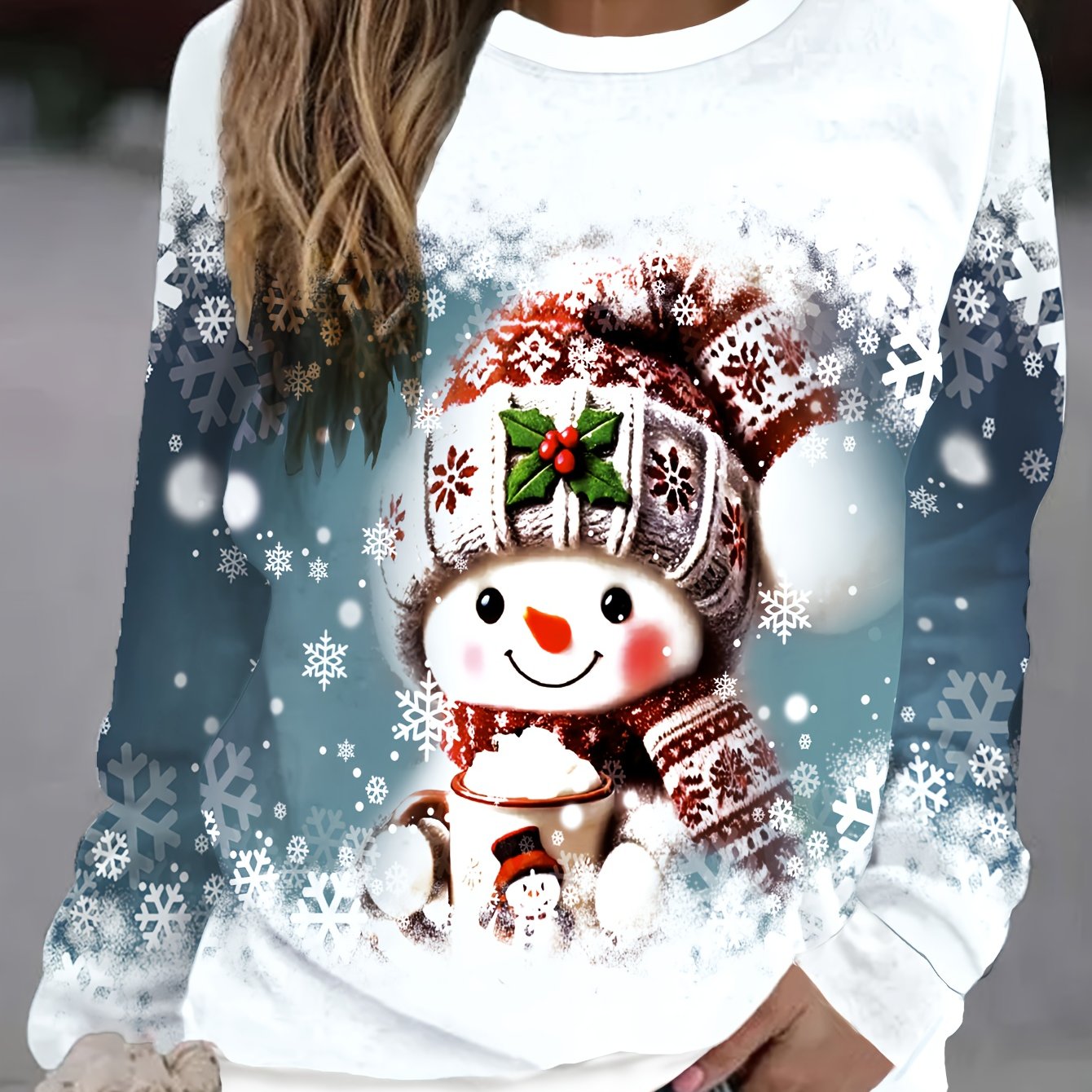 Damski Sweter Świąteczny | Z Motywem Bałwana I Choinki