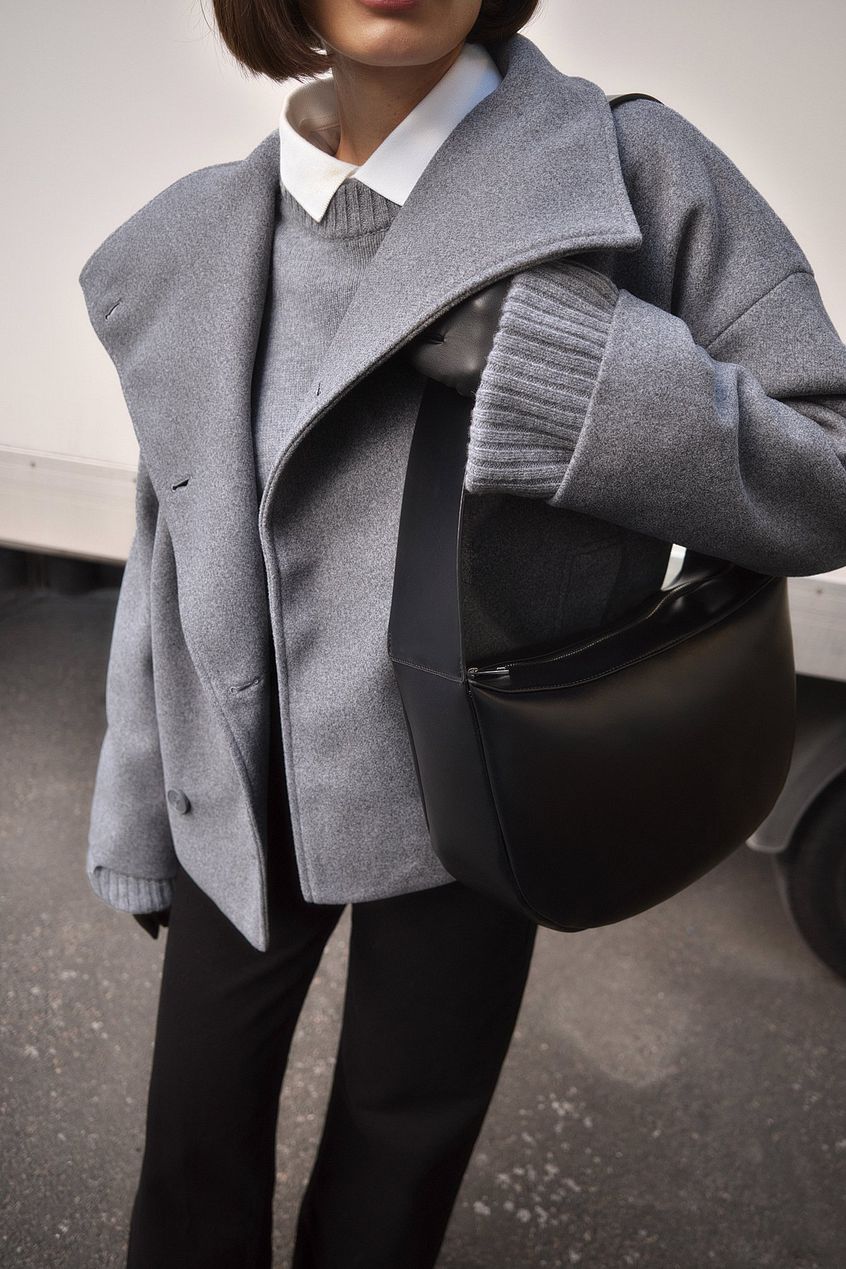 Kurtka Zimowa Damska Krótka Dwurzędowa Z Szerokim Kołnierzem