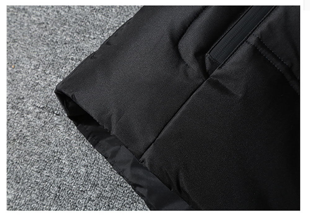 Męska Kurtka Zimowa Pikowana Z Kapturem I Kieszeniami Na Zamek