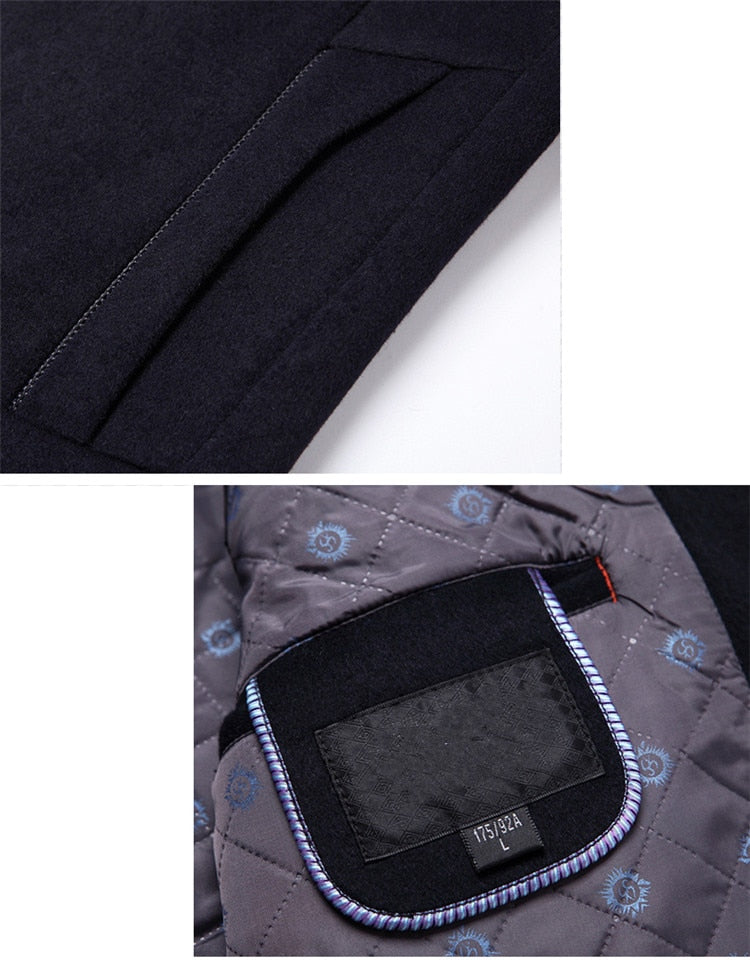 Męska Kurtka Zimowa Płaszcz Jednorzędowy | Formalne