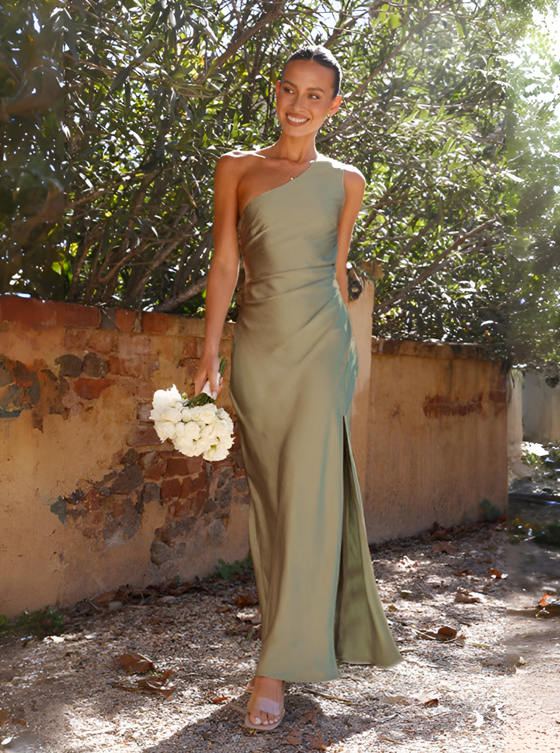 Damska Sukienka Na Studni贸wk臋 | Maxi Na Jedno Rami臋 Z聽Rozci臋ciem