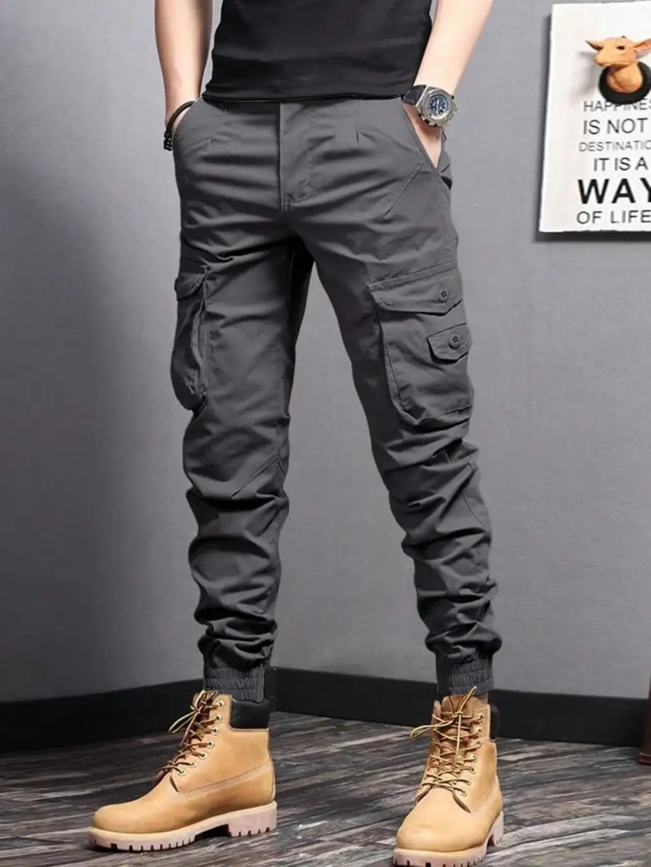 Męskie Spodnie Bojówki | Spodnie Jogger z Kieszeniami