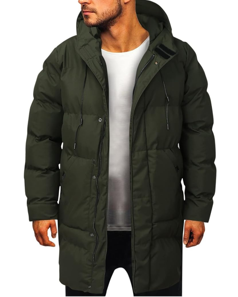 Męska Kurtka Zimowa Długa Z Kapturem