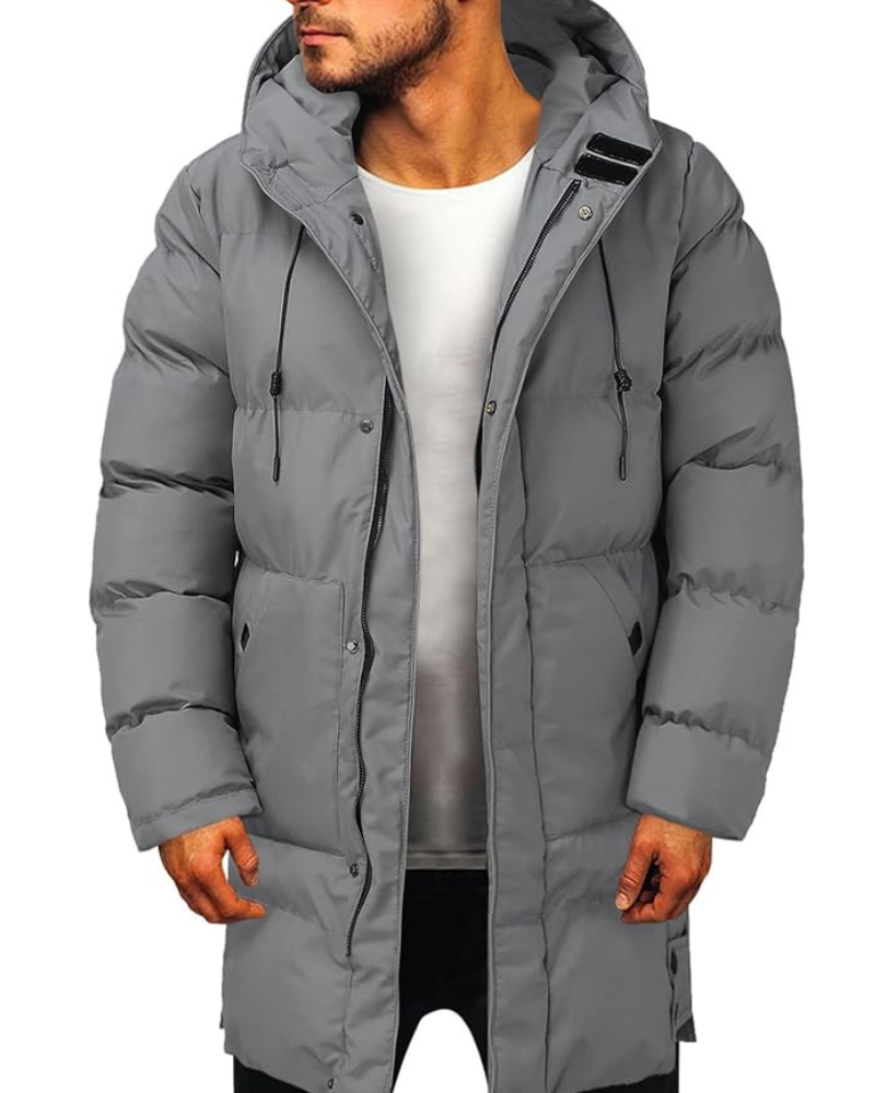 Męska Kurtka Zimowa Długa Z Kapturem