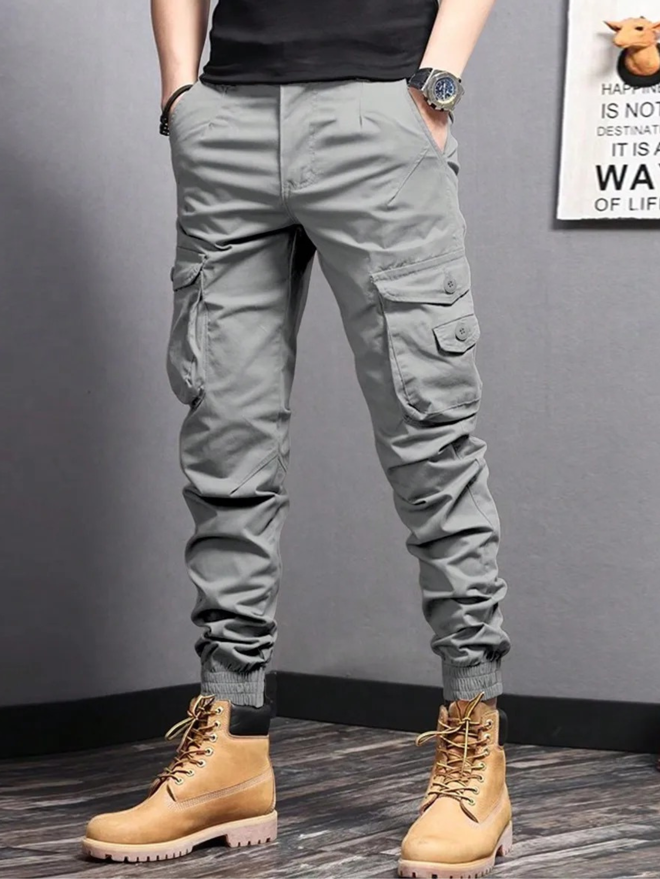 Męskie Spodnie Bojówki | Spodnie Jogger z Kieszeniami