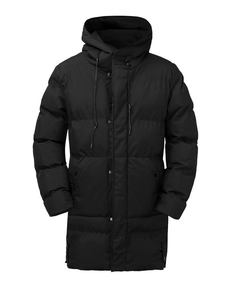 Męska Kurtka Zimowa Długa Z Kapturem