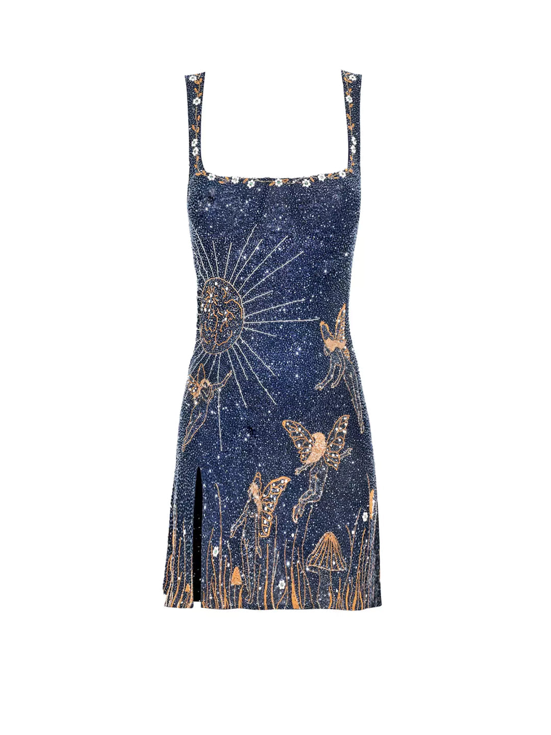 Damska Sukienka Na Sylwestra Mini Bodycon Z Dekoltem Kwadratowym i Rozcięciem