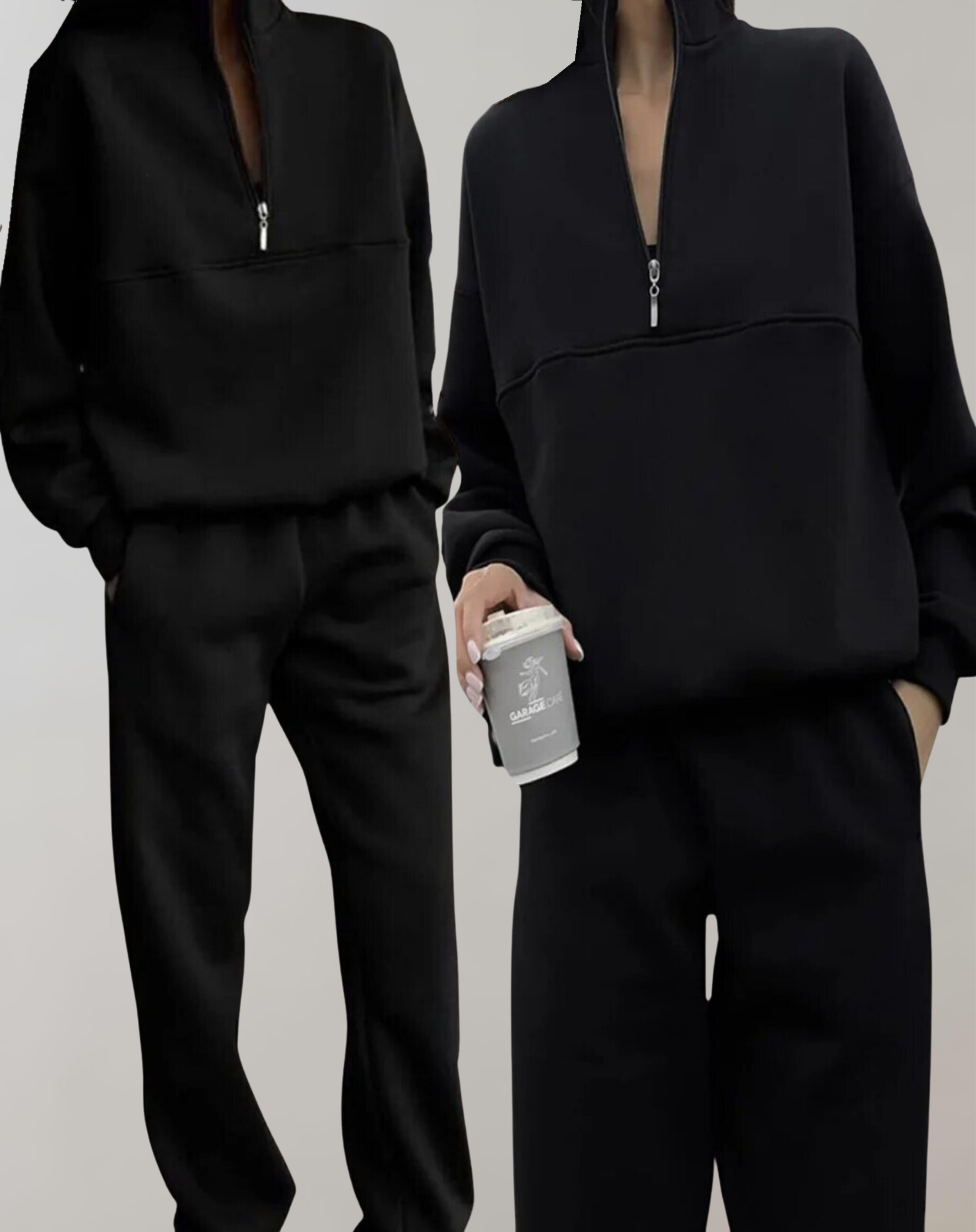 Komplety Dresowe Damskie Bluza Z Półzamkiem I Spodnie | Dwuczęściowy Zestaw Na Co Dzień I Dom