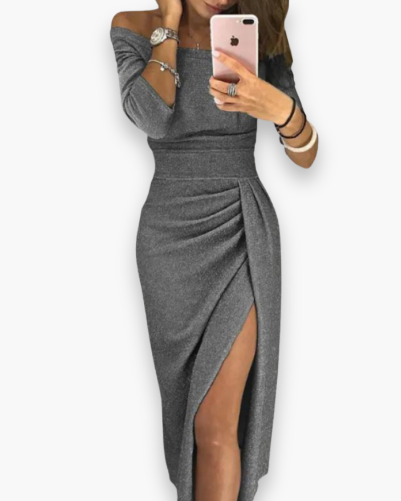 Sukienka Na Studniówkę | Damska Sukienka Midi Hiszpanka Z Wysokim Rozcięciem