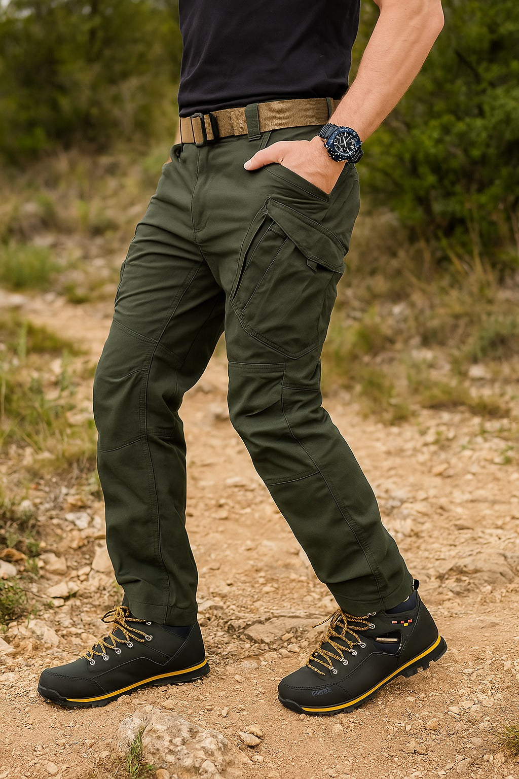 Spodnie Męskie Taktyczne Cargo Wielokieszeniowe | Do Trekkingu I Na Co Dzień