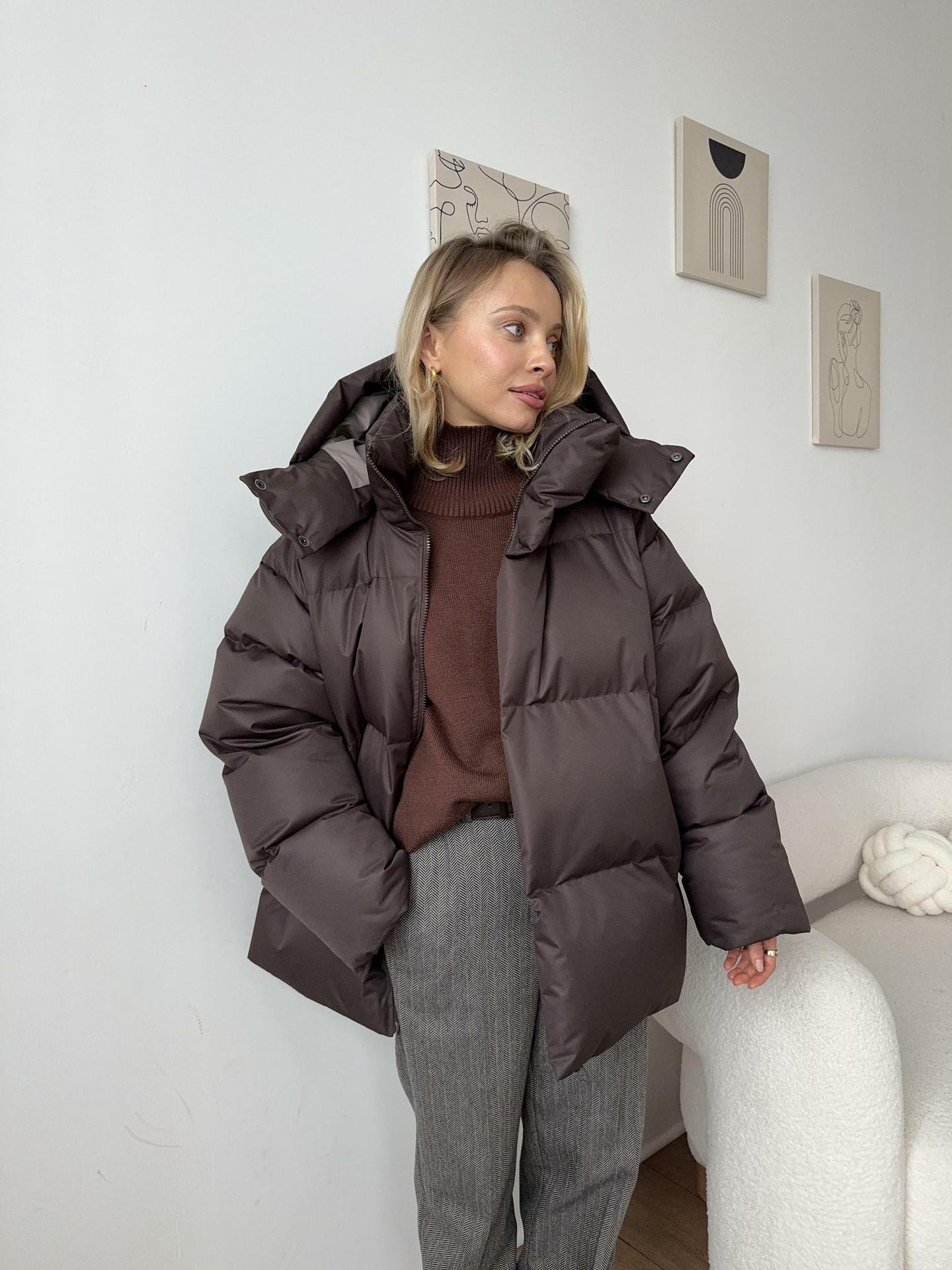 Kurtka Zimowa Damska Puchowa Puffer Z Kapturem Oversize