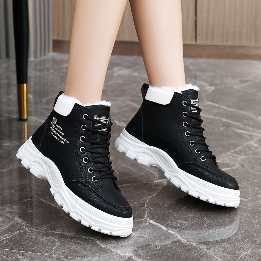 Buty Zimowe Damskie Botki Śniegowce Ocieplane Sznurowane | Antypoślizgowe Na Co Dzień