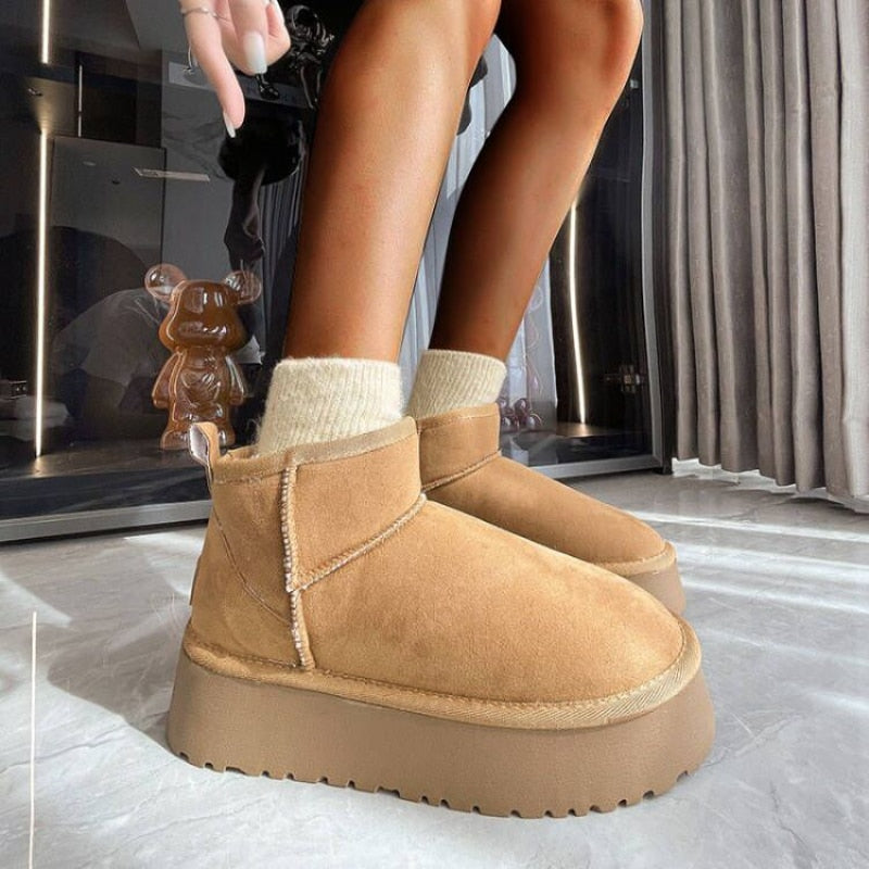 Buty Zimowe Damskie Ocieplane Botki Na Platformie Z Grubą Podeszwą | Antypoślizgowe Ciepłe