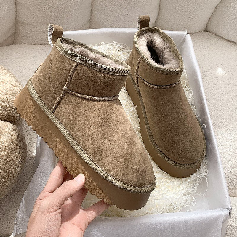 Buty Zimowe Damskie Ocieplane Botki Na Platformie Z Grubą Podeszwą | Antypoślizgowe Ciepłe