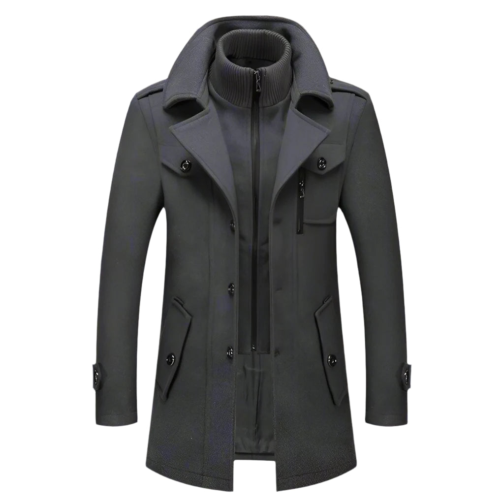 Męska Kurtka Zimowa z Wysokim Kołnierzem | Zapięcie na Guziki i Zamek Błyskawiczny