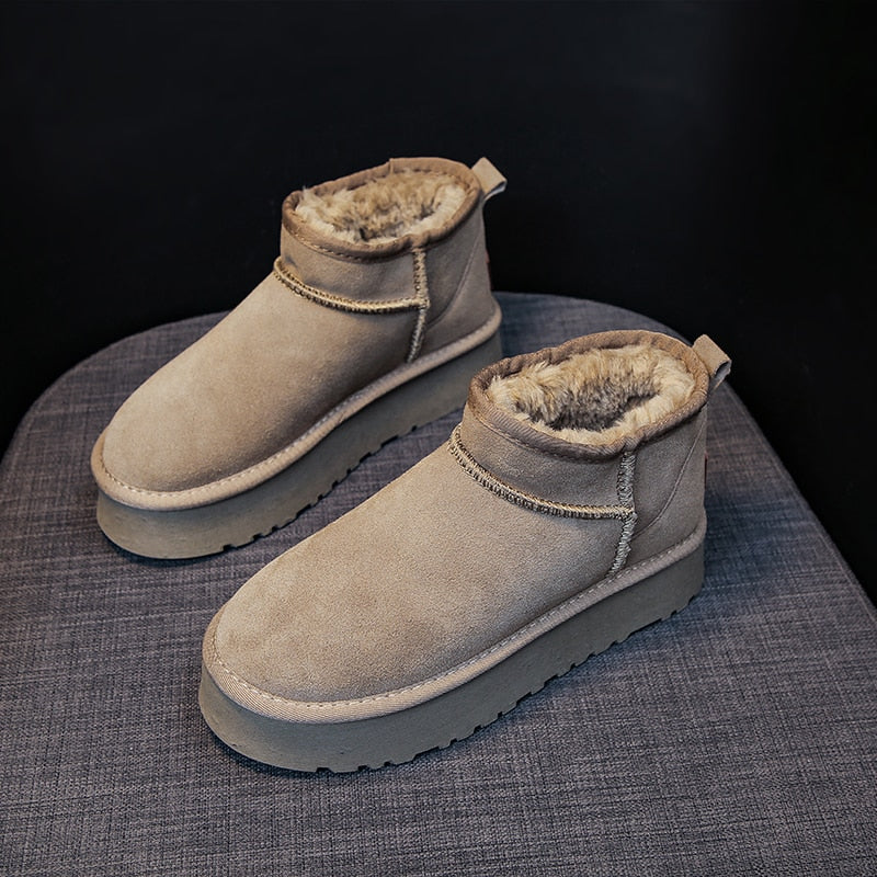 Buty Zimowe Damskie Ocieplane Botki Na Platformie Z Grubą Podeszwą | Antypoślizgowe Ciepłe