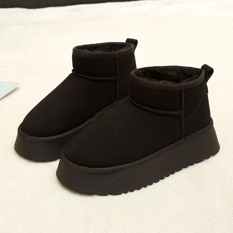 Buty Zimowe Damskie Ocieplane Botki Na Platformie Z Grubą Podeszwą | Antypoślizgowe Ciepłe