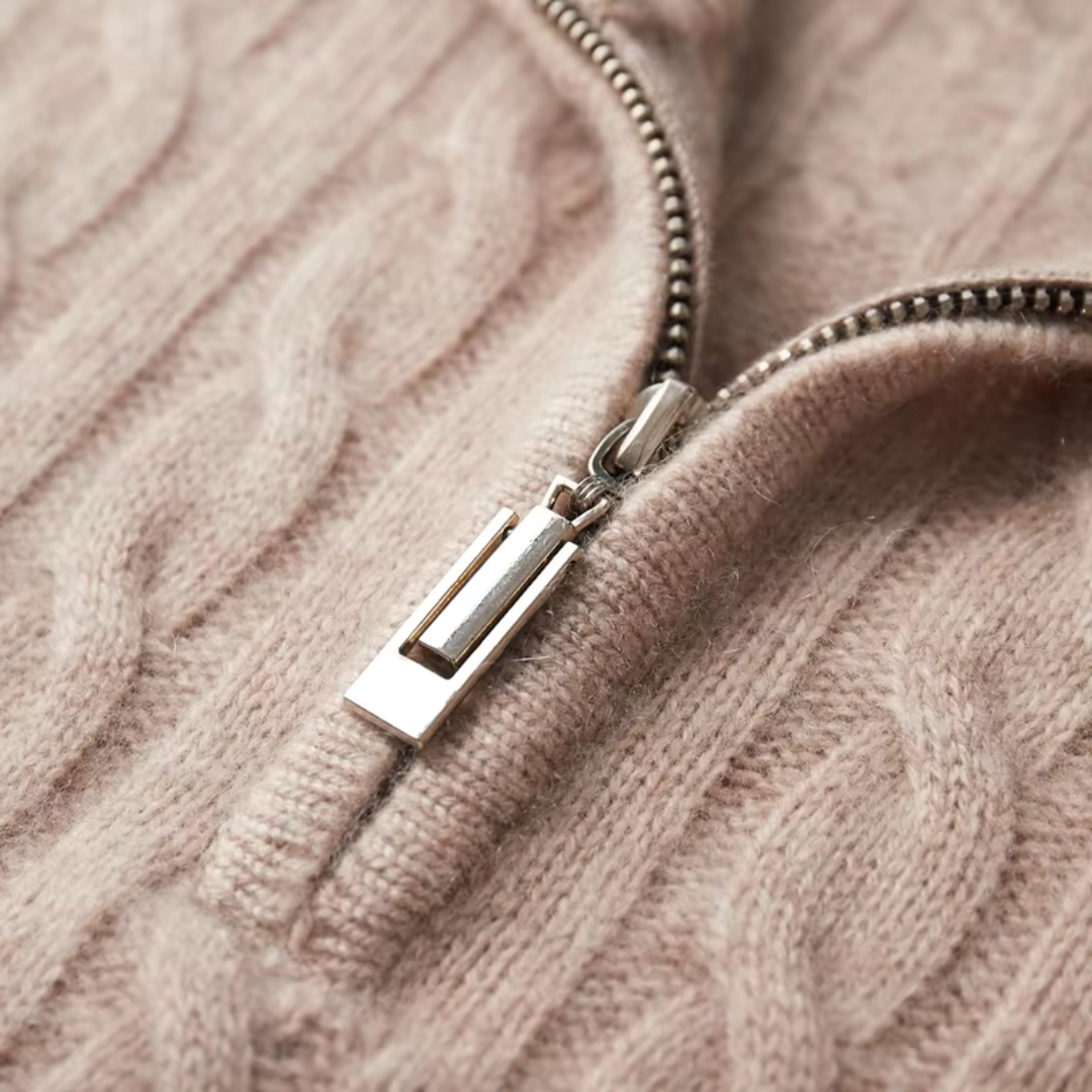 Męski Sweter W Warkocze Na Suwak | Ciepła Odzież Przejściowa