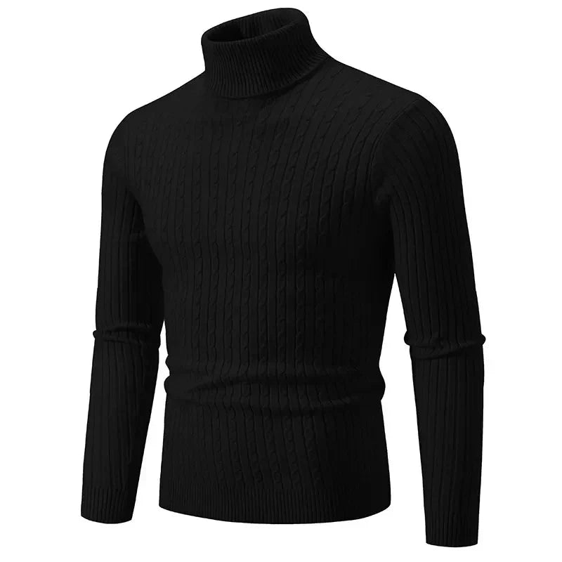 Męski Sweter | Golf Warkoczowy Dopasowany Elegancki Casual
