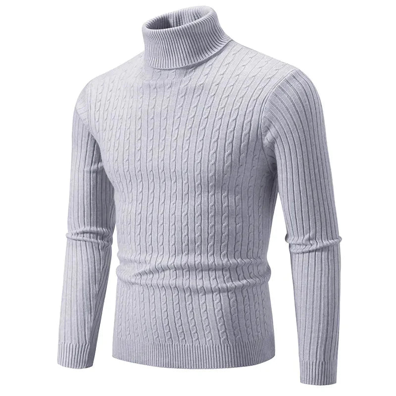 Męski Sweter | Golf Warkoczowy Dopasowany Elegancki Casual
