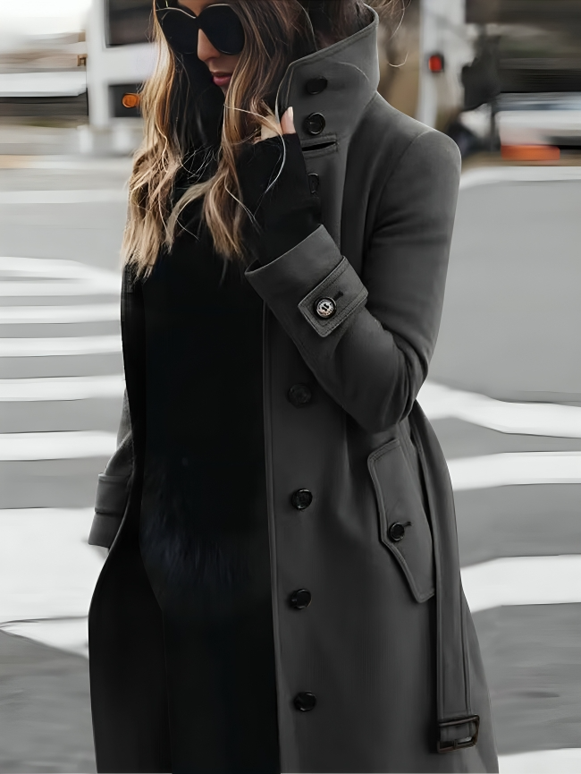 Damski Płaszcz Zimowy | Elegancki Płaszcz z Paskiem Fason Przejściowy