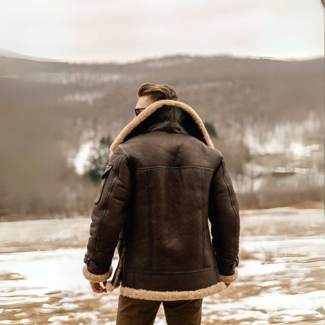 Męska Kurtka Zimowa | Pilotka Ciepła z Wysokim Kołnierzem