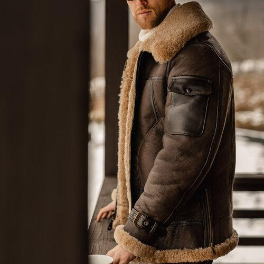 Męska Kurtka Zimowa | Pilotka Ciepła z Wysokim Kołnierzem