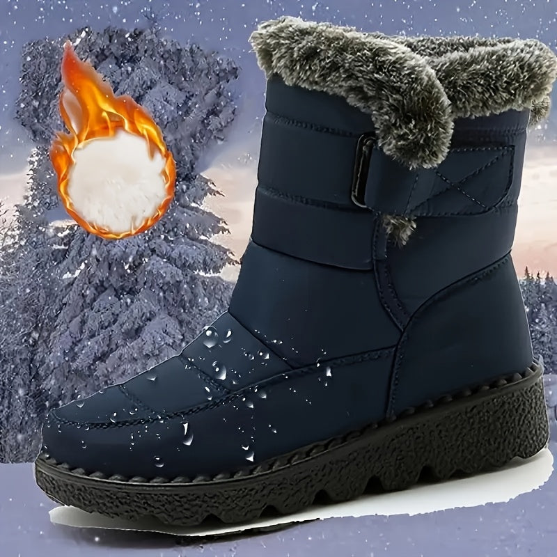 Śniegowce Damskie Ocieplane Na Rzep | Buty Zimowe Antypoślizgowe