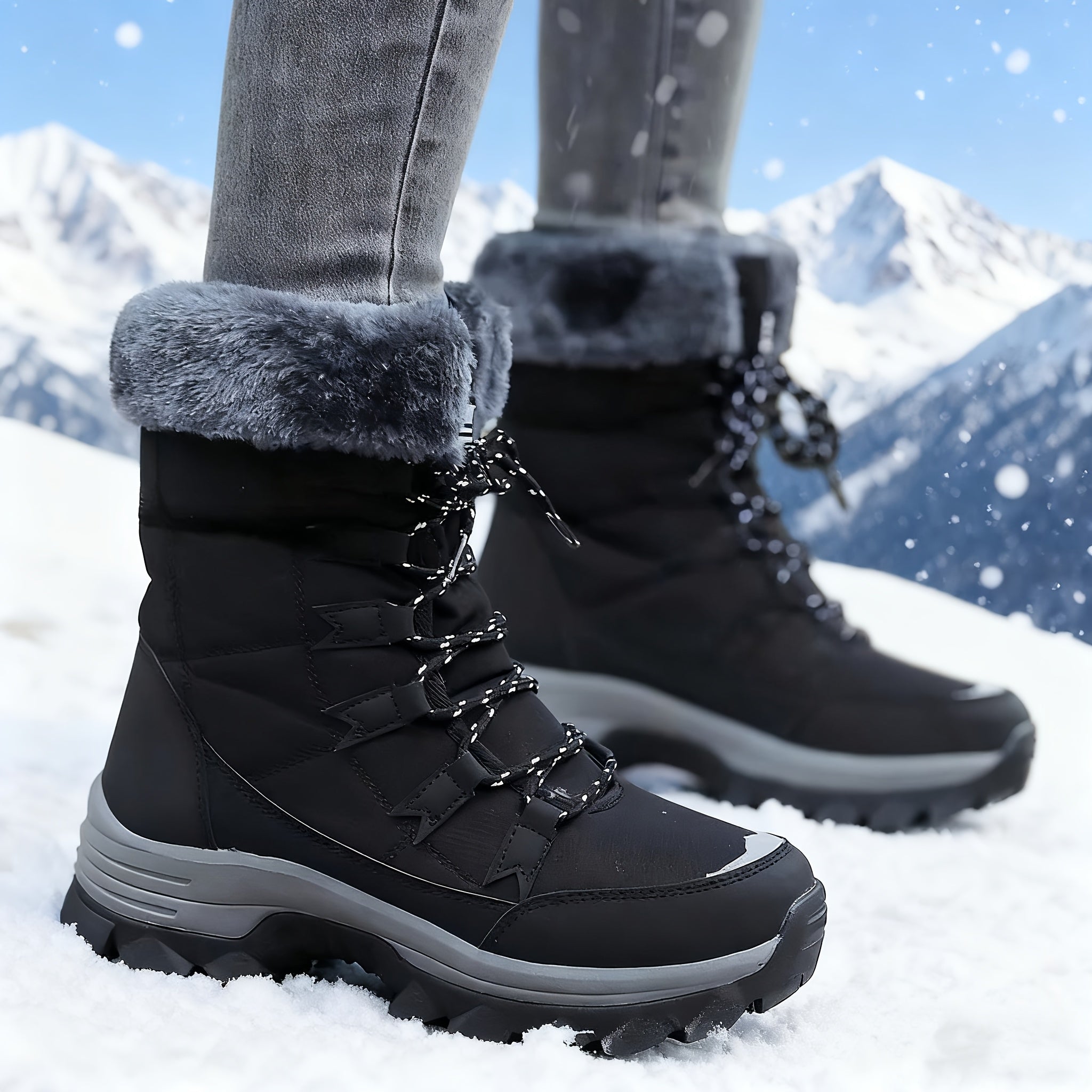 Śniegowce Damskie Wysokie Sznurowane Ocieplane | Buty Zimowe Antypoślizgowe