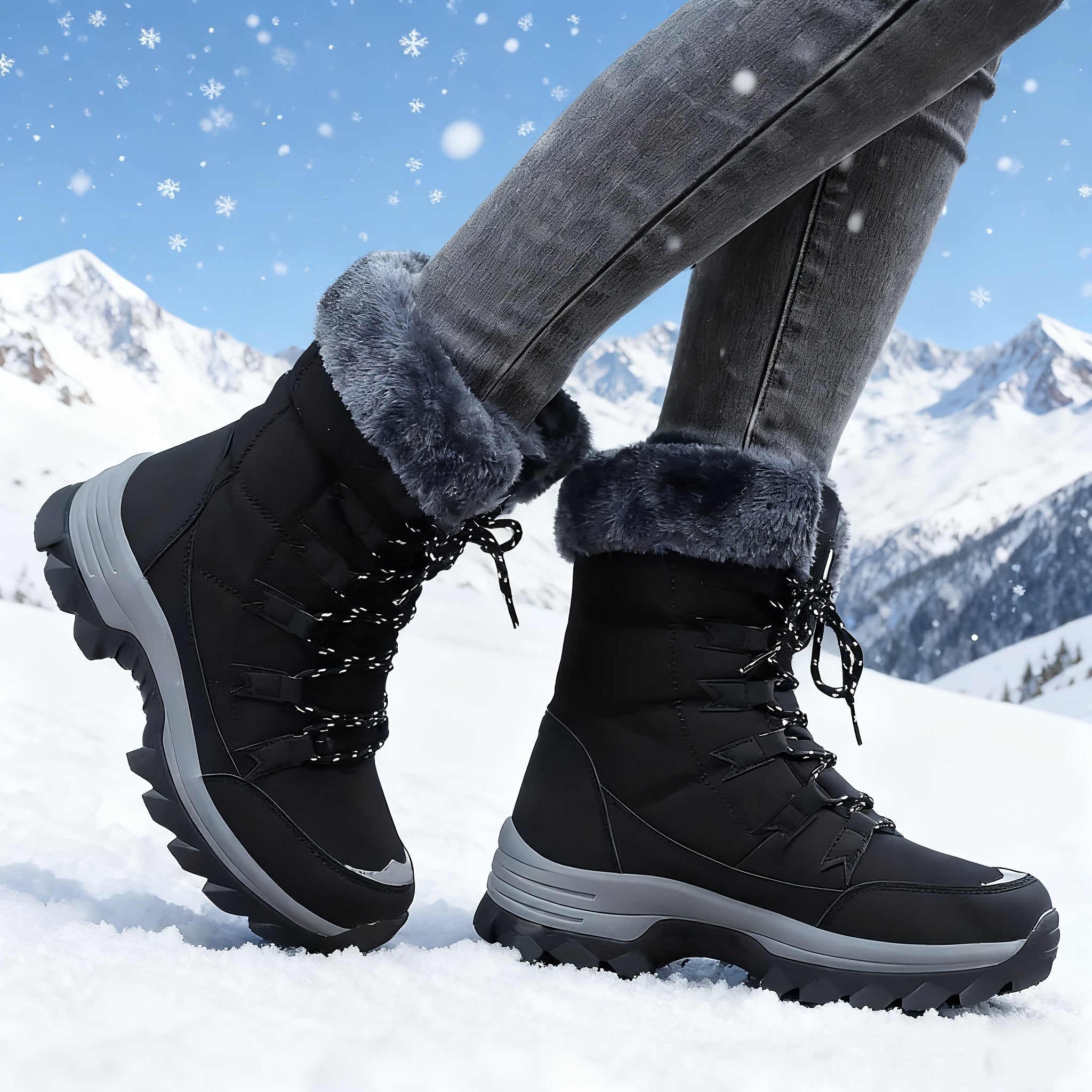 Śniegowce Damskie Wysokie Sznurowane Ocieplane | Buty Zimowe Antypoślizgowe