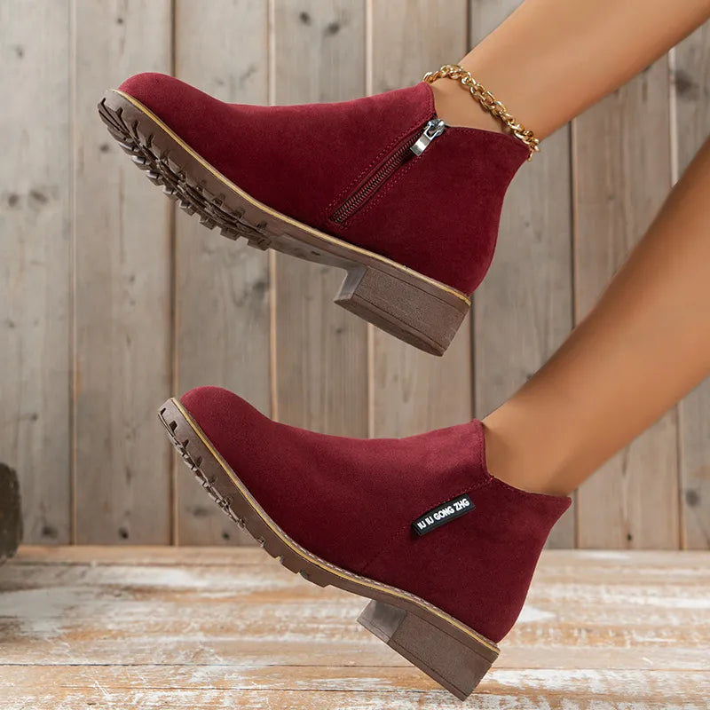 Damskie Buty Zimowe | Botki na Grubej Podeszwie Kozaki Antypoślizgowe