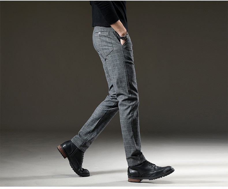 Spodnie Męskie Eleganckie Zwężane W Kratę